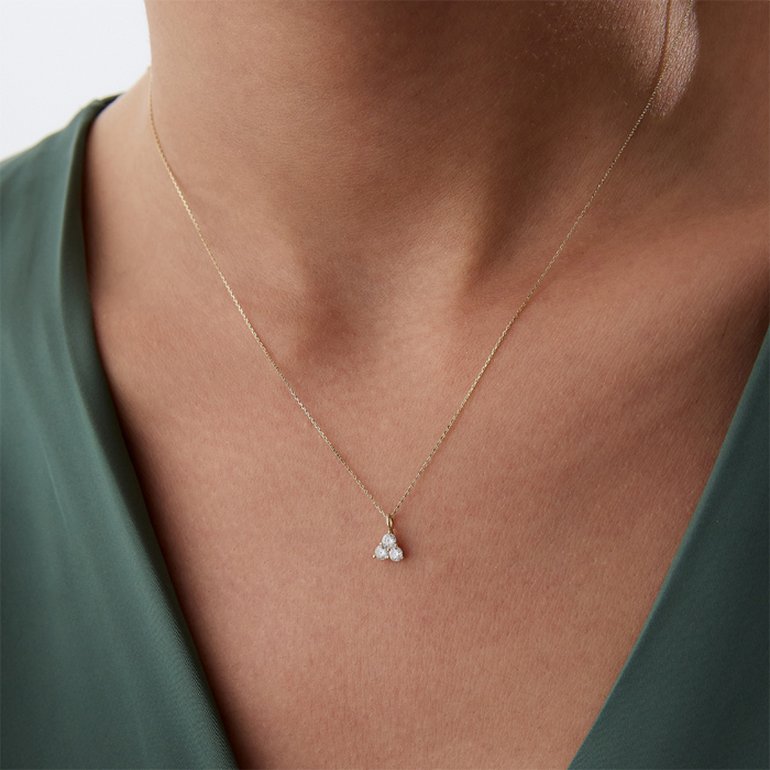 Üç Taş Üçgen Kolye - 3