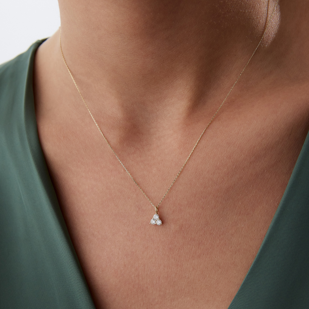 Üç Taş Üçgen Kolye - 3