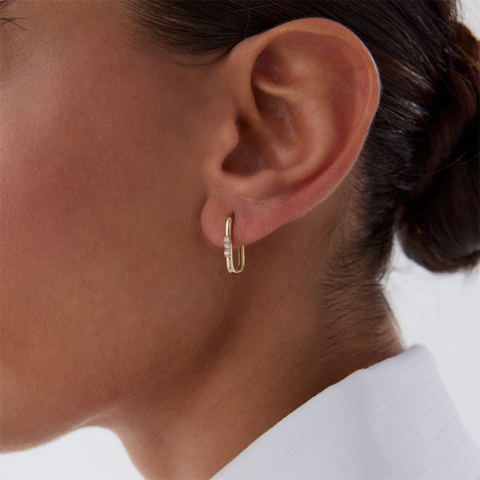 Üç Taşlı Ataç Küpe - Rayna