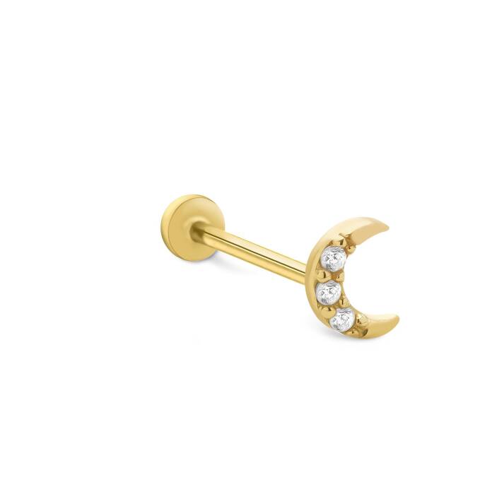 Üç Taşlı Ay Tragus Piercing - 1