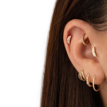 Üç Taşlı Kruvasan Tragus Piercing - Dianora (1)