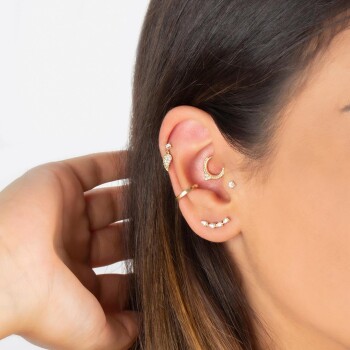 Üç Taşlı Motifli Helix Piercing - Dianora (1)
