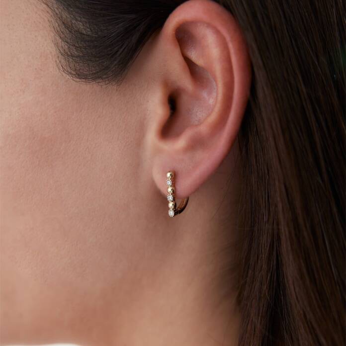 Üç Taşlı Sıra Küpe - 1