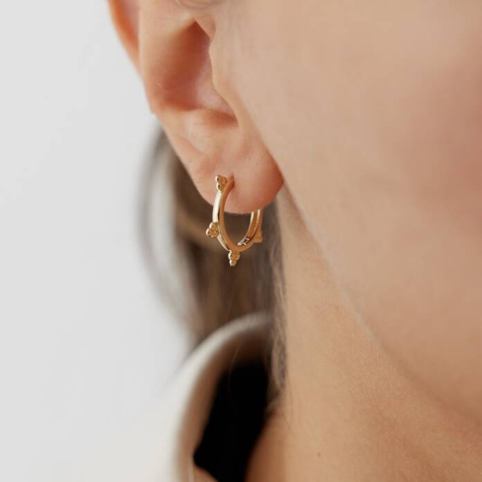 Üç Top Detaylı Halka Küpe - 1