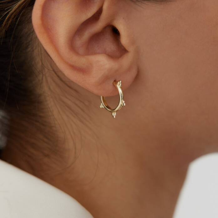 Üç Top Detaylı Halka Küpe - 2