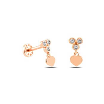 Üç Top Taş Ucunda Kalp Tragus Piercing - 3