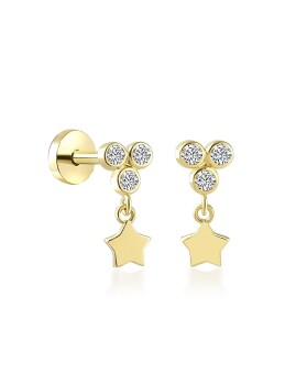 Üç Top Taş Ucunda Yıldız Tragus Piercing - Alen (1)