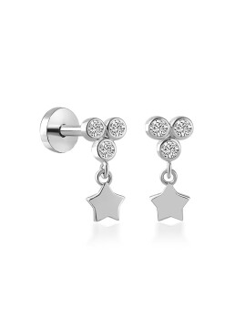 Üç Top Taş Ucunda Yıldız Tragus Piercing - 4