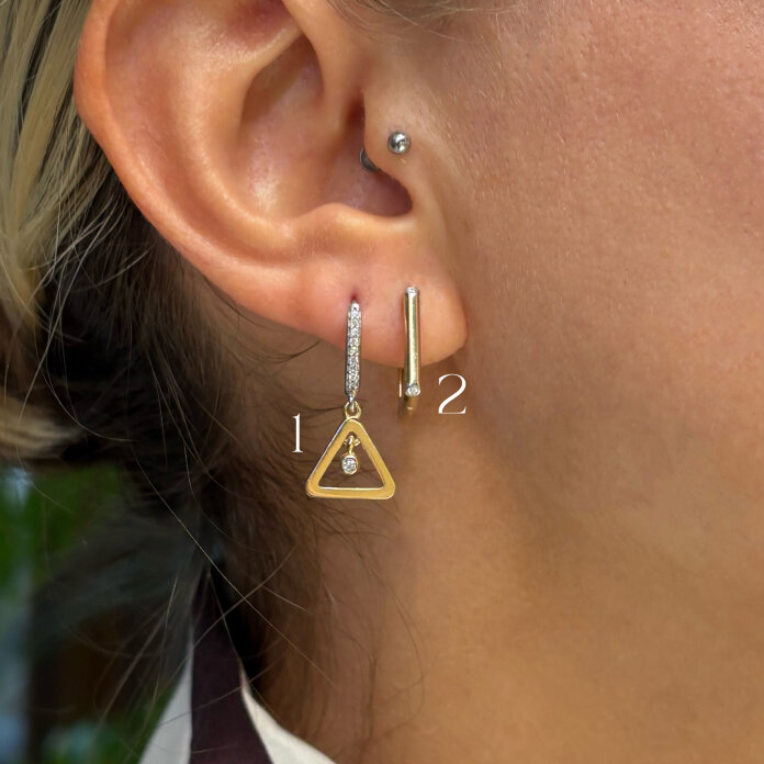 Üçgen Minimal Taşlı Küpe (1) - 1