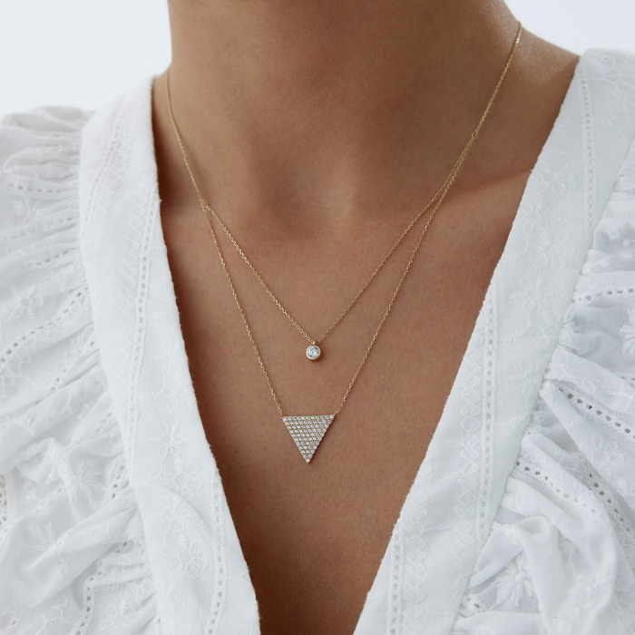 Üçgen TekTaş İkli Kolye - 3
