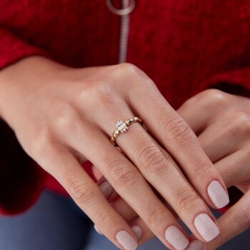 Üçlü Baget Piramit Yüzük - Ador