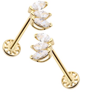 Üçlü Beyaz Markiz Tragus Piercing - 2