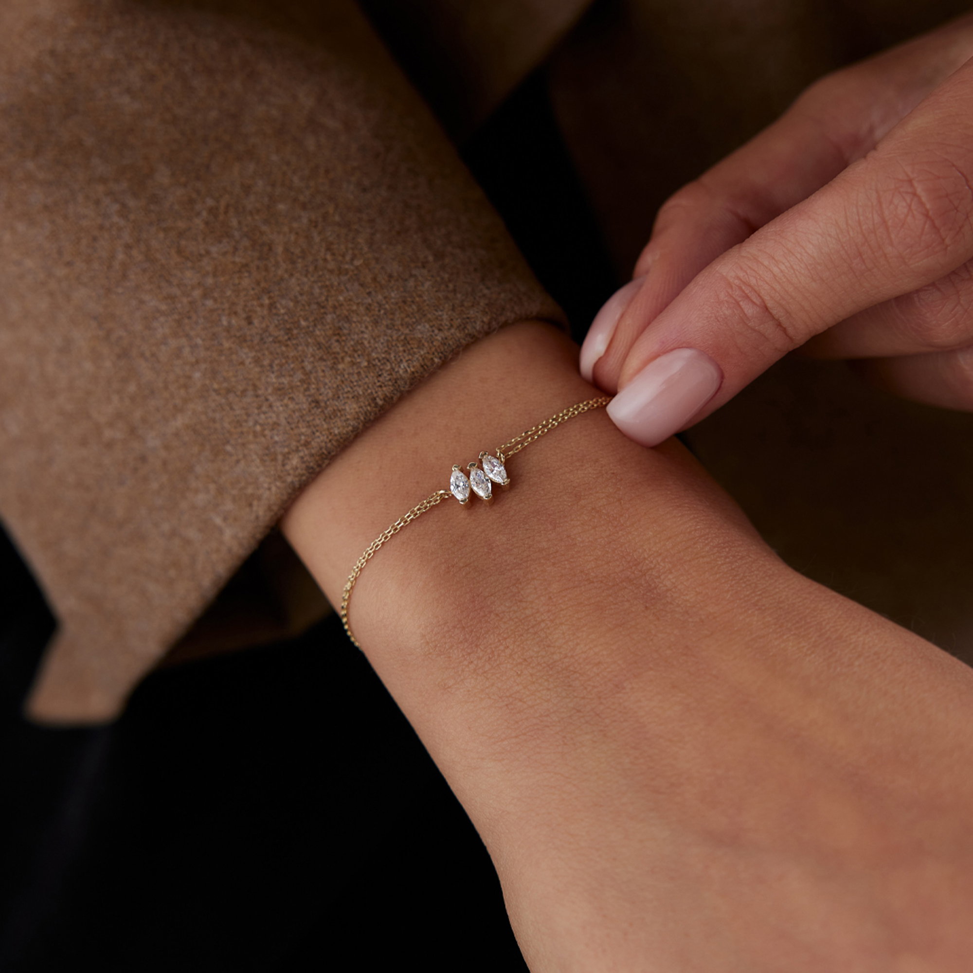 Üçlü Markiz Minimal Bileklik - Rayna