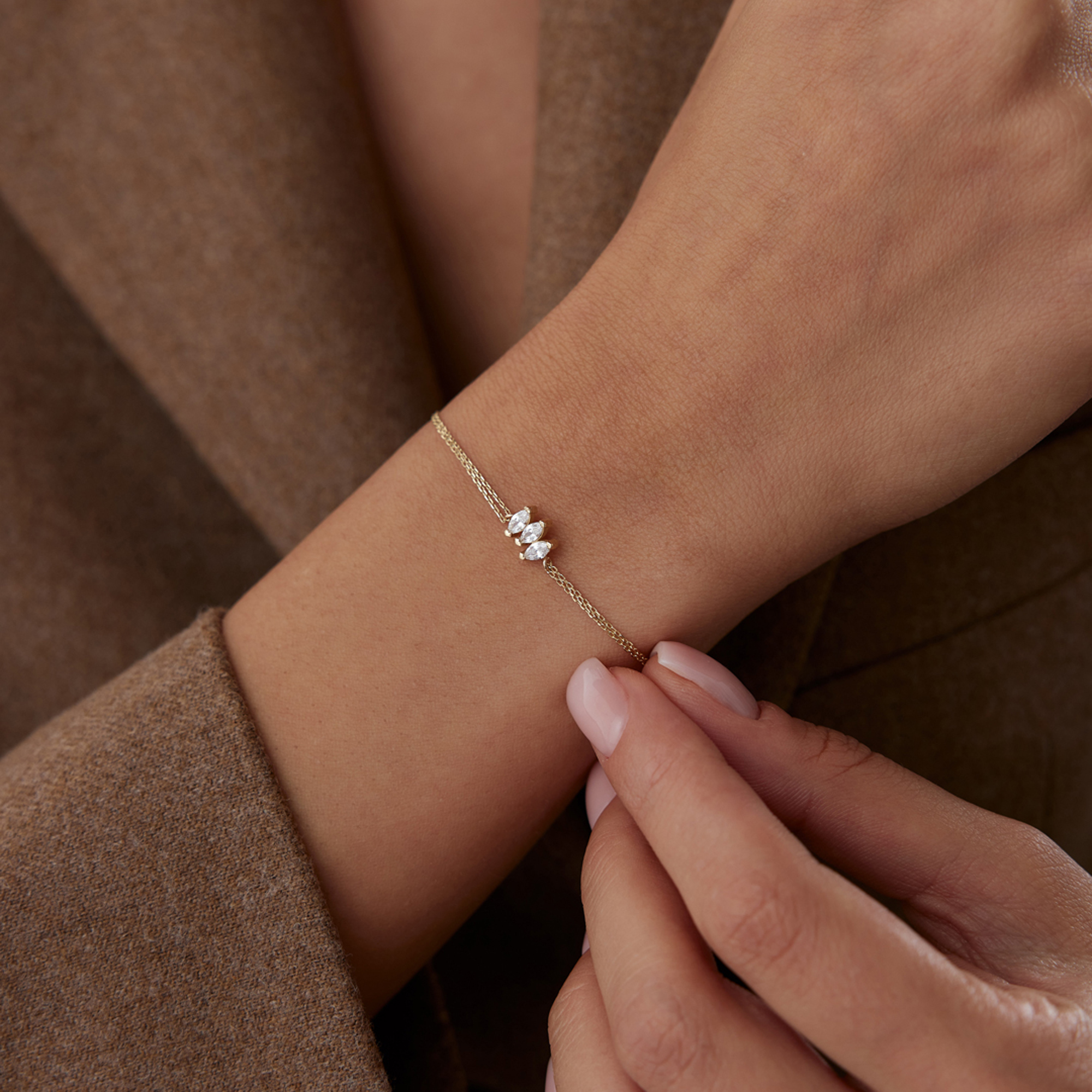 Üçlü Markiz Minimal Bileklik - Rayna (1)