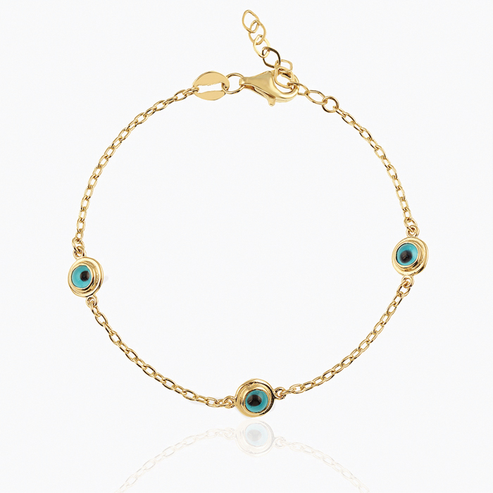 Üçlü Mavi Boncuk Göz Çocuk Bilekliği - Melike