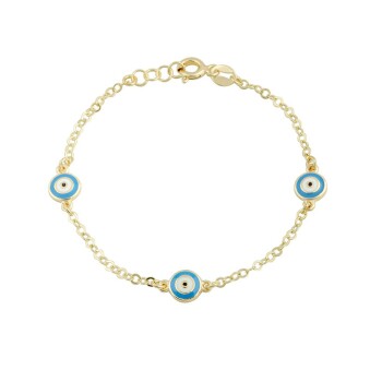 Üçlü Nazar Boncuklu Çocuk Bilekliği - Melike