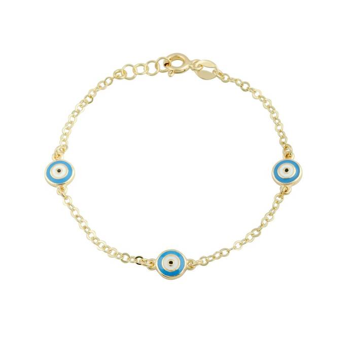 Üçlü Nazar Boncuklu Çocuk Bilekliği - 1