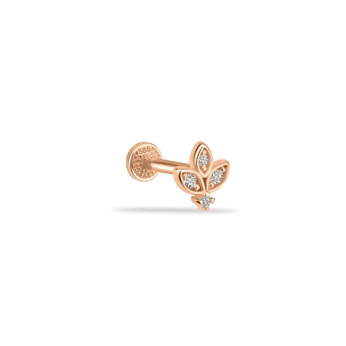 Ucu Taşlı Lotus Motifli Tragus Piercing - 1