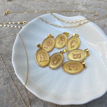 Uzun Oval Plaka Harf Kolye Ucu - Osman (1)