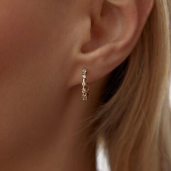 Uzun Tırnaklı Taşlı Mini Halka Küpe - Cemart (1)