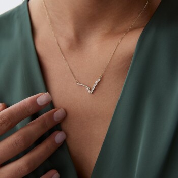 V Taşlı Tasarım Kolye - Rayna (1)