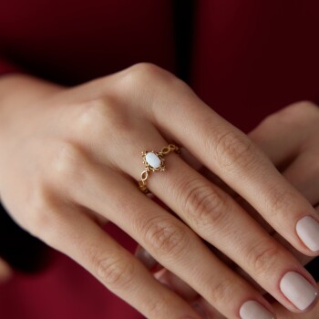 Vintage Ay Taşlı Yüzük - 1