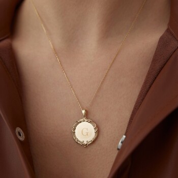 Vintage Ayna Plaka Kolye - Ador