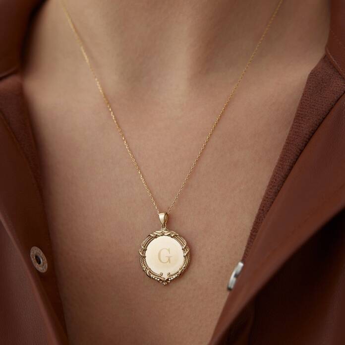 Vintage Ayna Plaka Kolye - 1