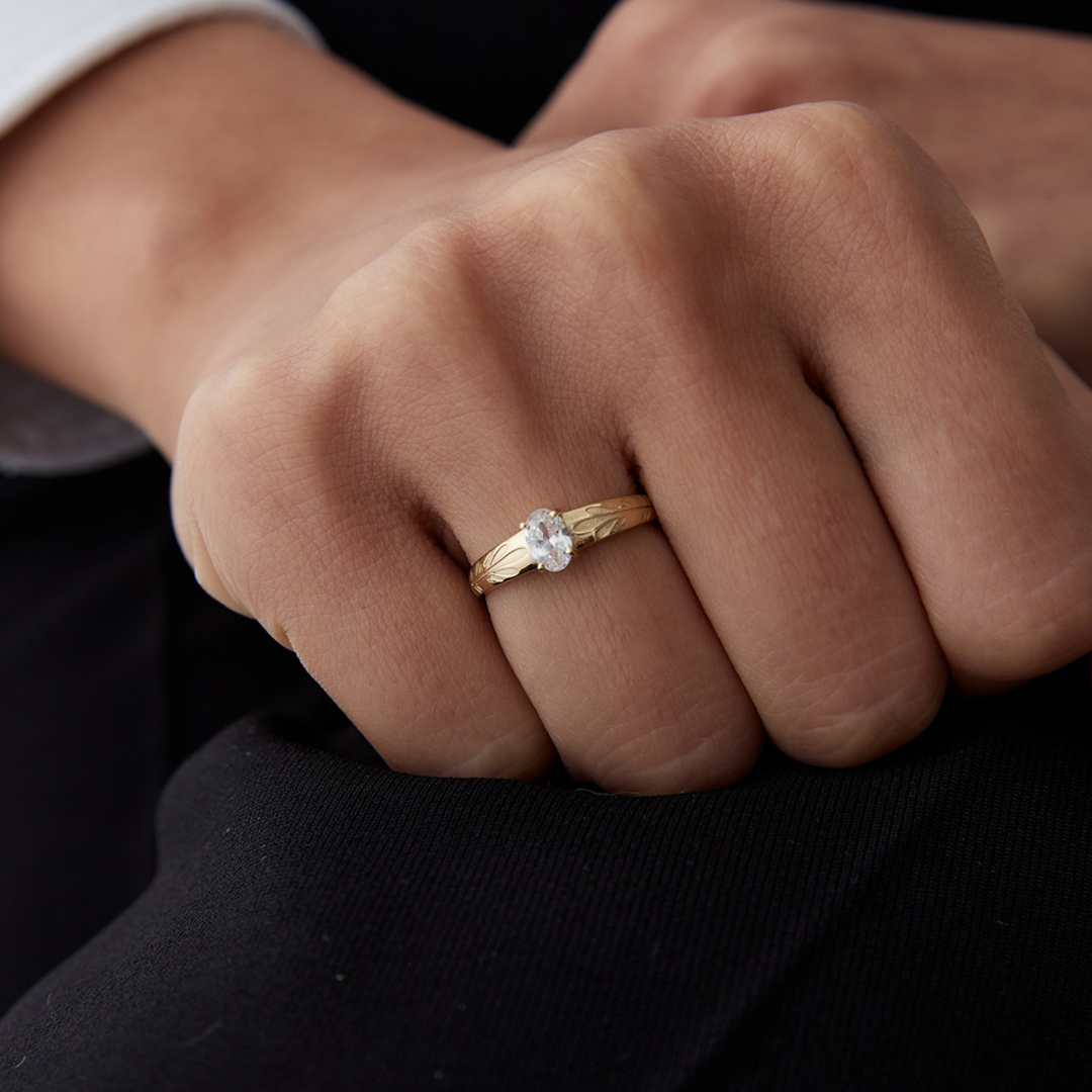 Vintage Branch Oval Taşlı Yüzük - 1