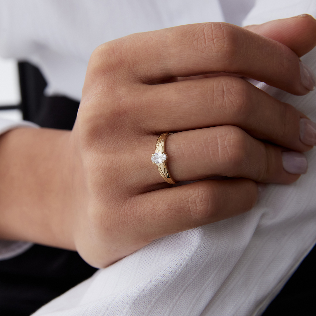 Vintage Branch Oval Taşlı Yüzük - 2