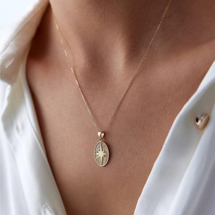 Vintage Plaka Kutup Yıldızı Kolye - 1