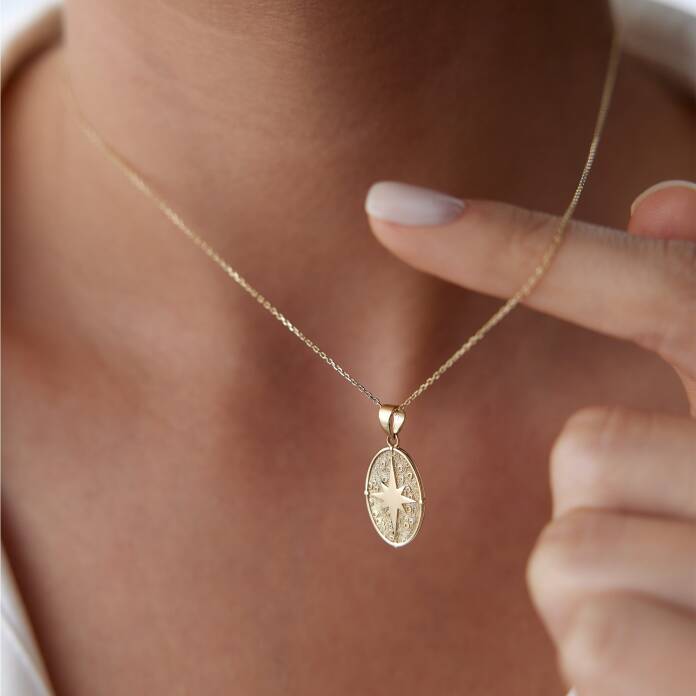 Vintage Plaka Kutup Yıldızı Kolye - 2