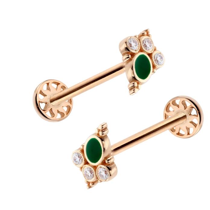 Vintage Yeşil Mine Model Tragus Piercing - 3