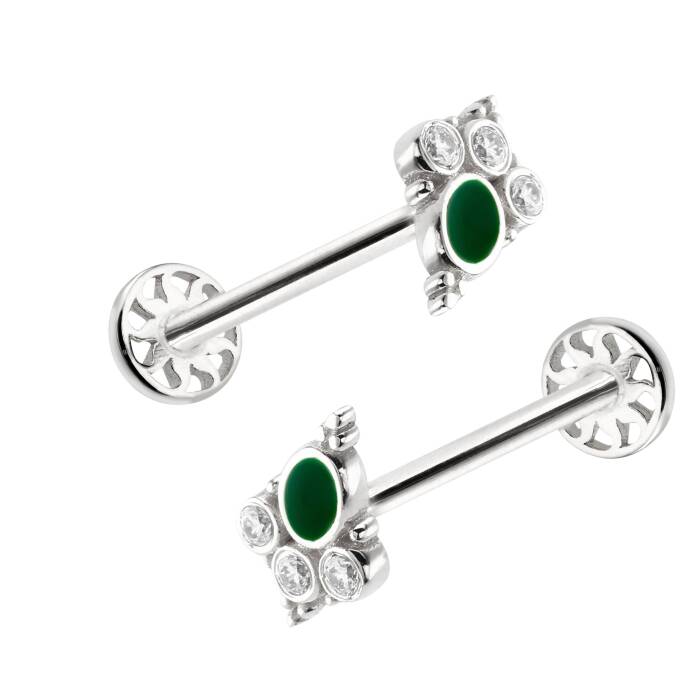 Vintage Yeşil Mine Model Tragus Piercing - 4