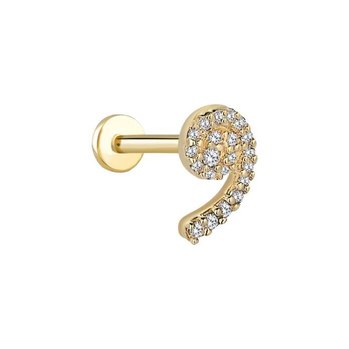 Virgül Sıra Taşlı Tragus Piercing - 1