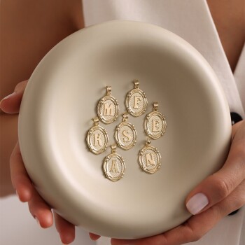 Waffle Toplu Levha Harf Kolye Ucu - İkbal (1)