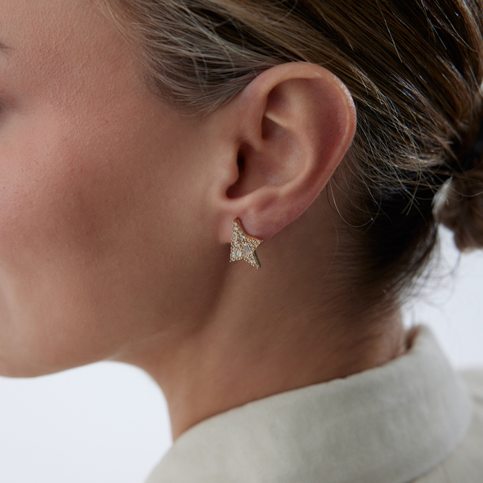 White Half Star Küpe - 2