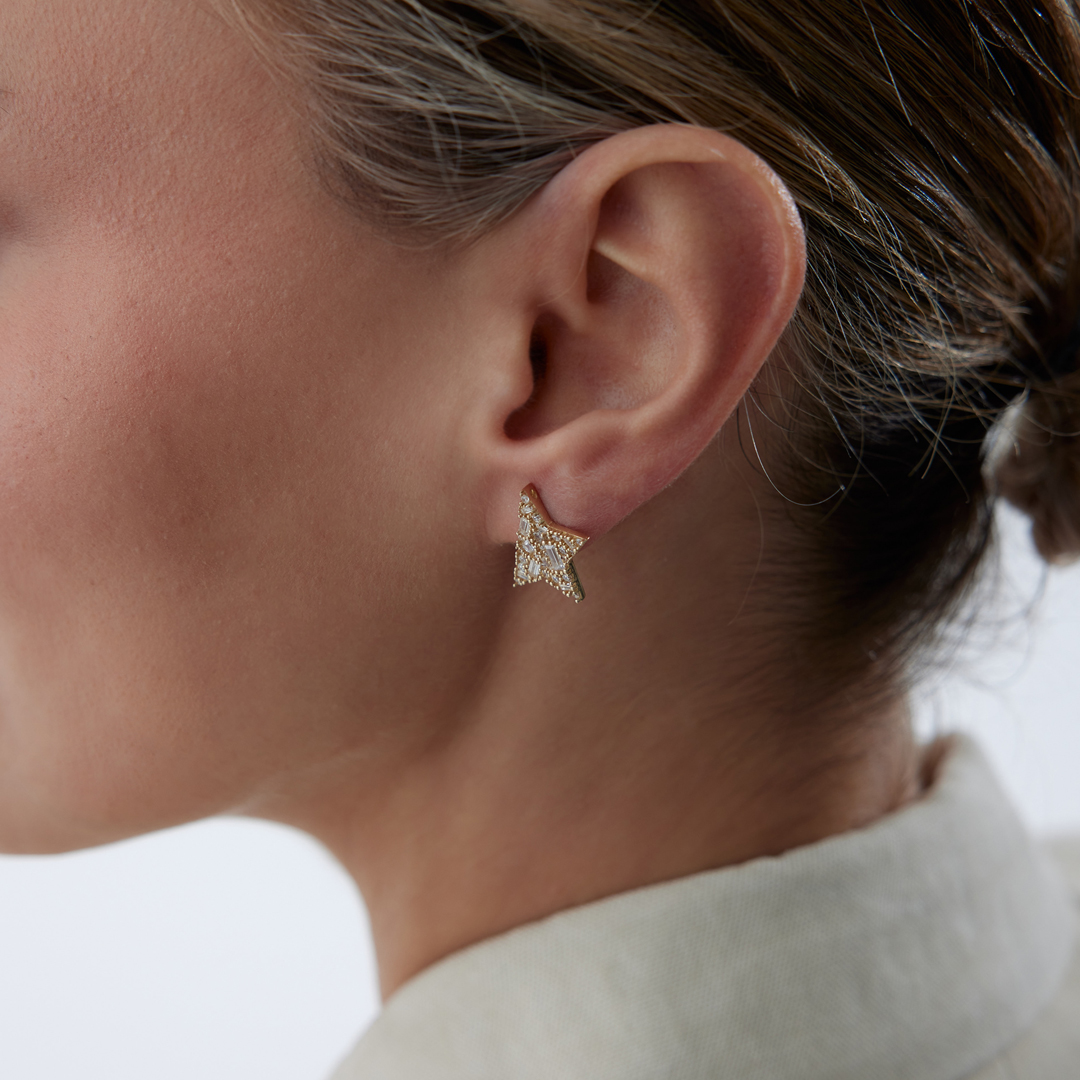 White Half Star Küpe - 2