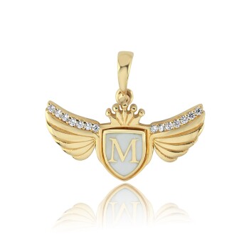 Wings Mineli Harf Kolye Ucu - Mazi