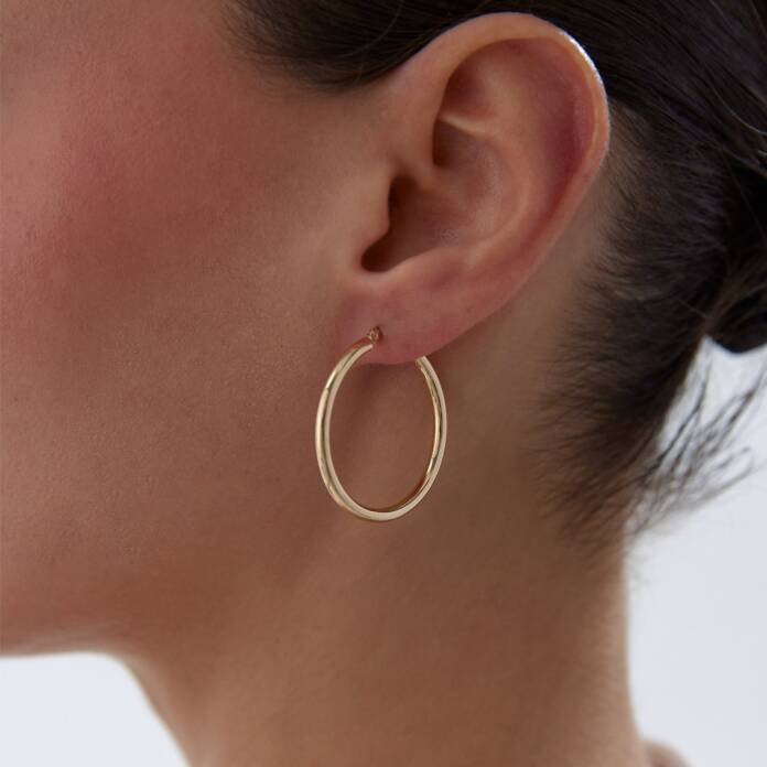 XLarge 2.50mm Oval Boru Halka Küpe - 1