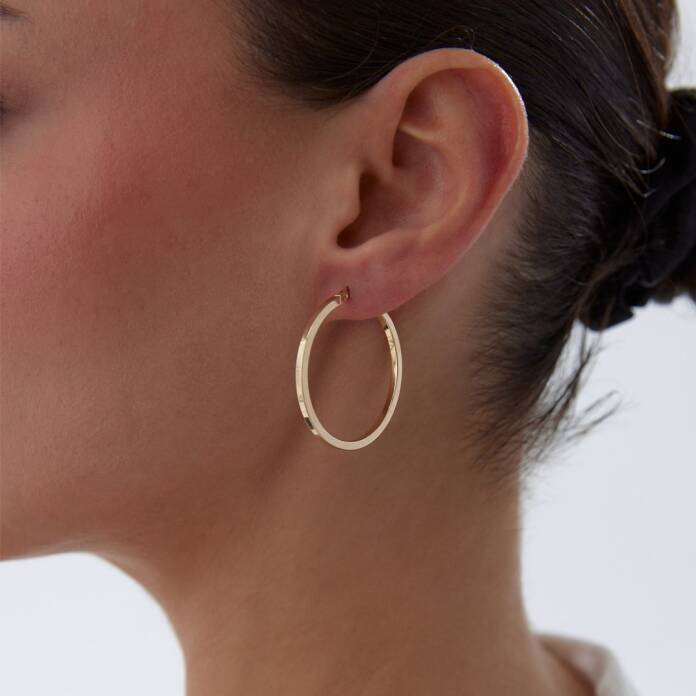 XLarge 2mm Kenarlı Boru Halka Küpe - 1