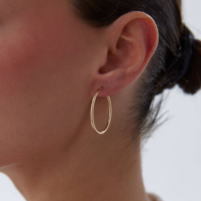 XLarge 2mm Oval Boru Halka Küpe - 2