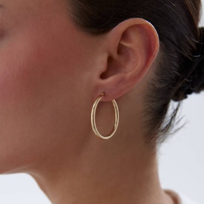 XLarge 3mm Oval Boru Halka Küpe - 1