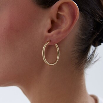 XLarge 3mm Oval Boru Halka Küpe - Tuana (1)