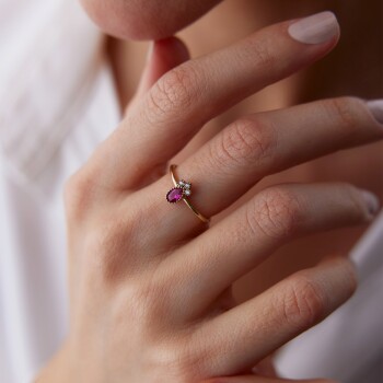 Yakut Damla Taşlı Yüzük - 1