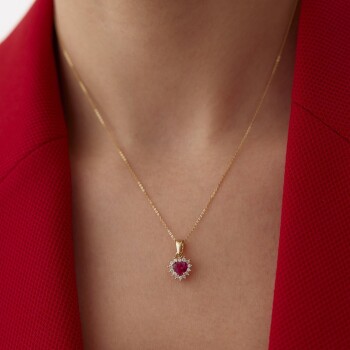 Yakut Görünümlü Kalp Set - Koçak