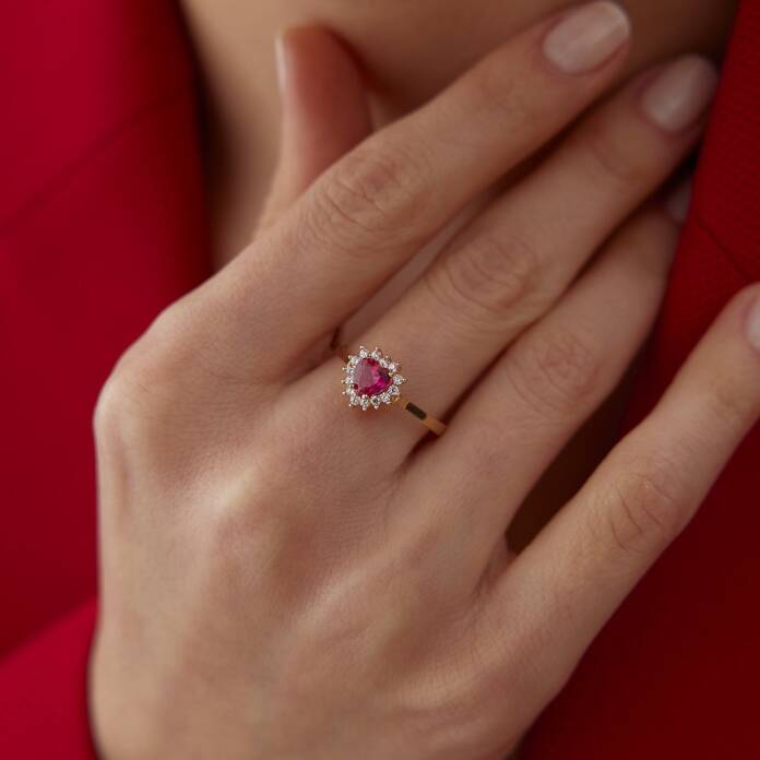 Yakut Görünümlü Kalp Yüzük - 2