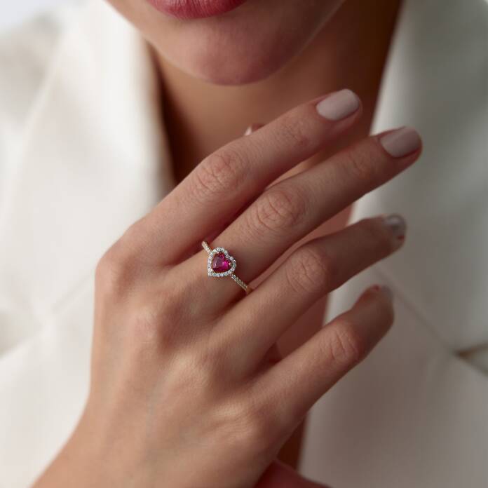 Yakut Taşlı Pandora Kalp Yüzük - 1