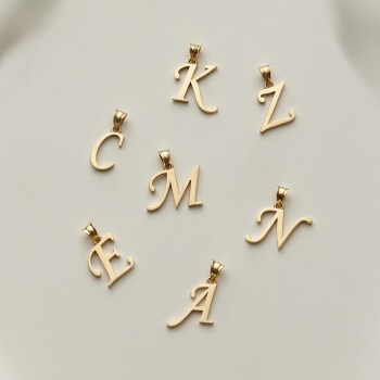 Yalın İtalik Harf Kolye Ucu - Mazi