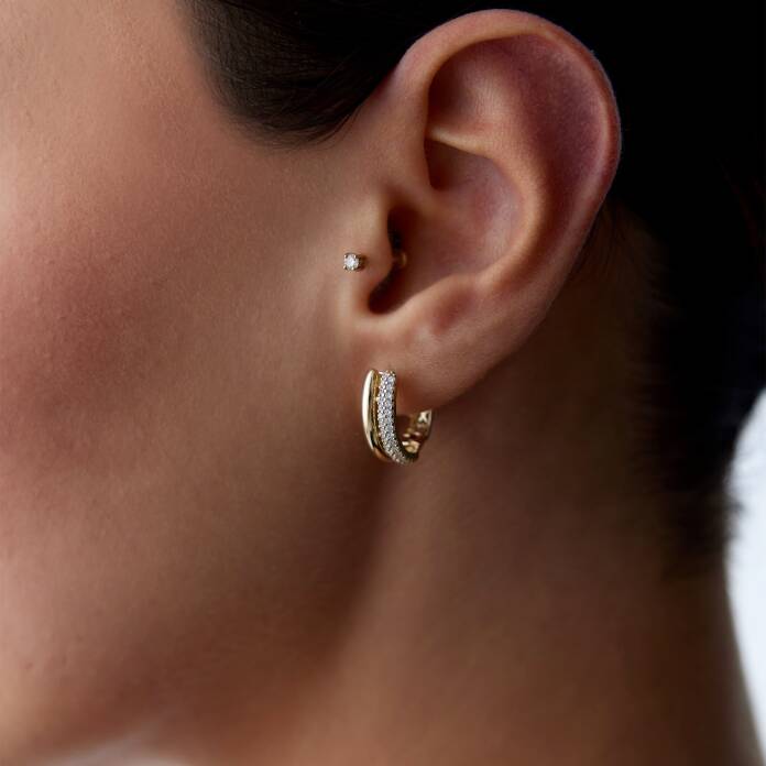 Yarı Sade Yarı Taşlı Küpe - 1